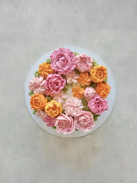 Sunset Rose Wreath, a Fig & Owl cake