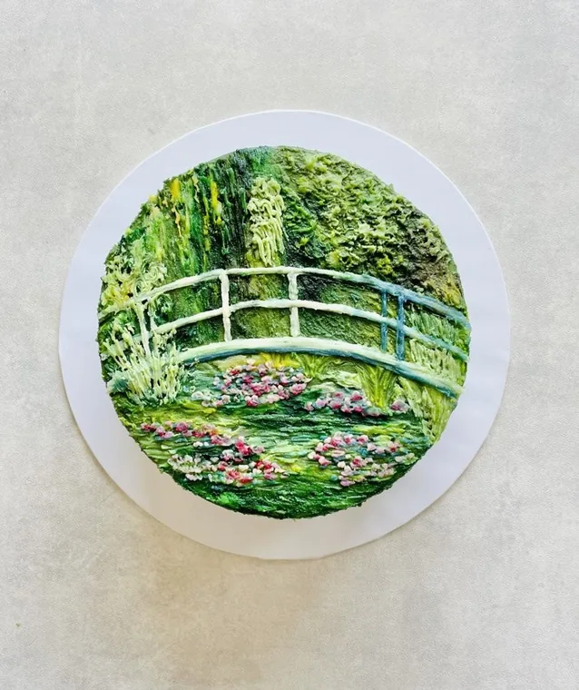 Bridge Over Water Lilies, Monet, a Fig & Owl cake