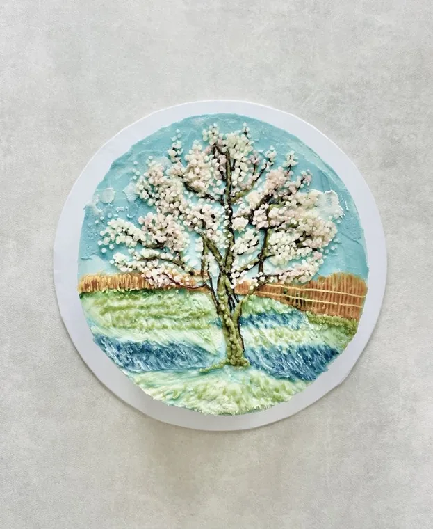 Van Gogh's Almond Blossom, a Fig & Owl cake