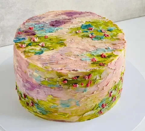 A cake painted with Monet's water lilies