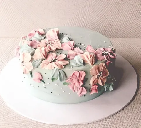 A hand-painted sakura blossom cake